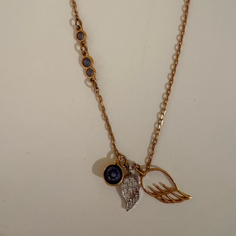Swarovski rose gold wings Charm Necklace